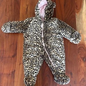 Carter’s Leopard Print Faux Fur Baby Snowsuit with Hood